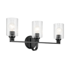 Kichler 55226BKFLU - Gioe 24.25" 3-Light Vanity Light with Clear Fluted Glass in Black