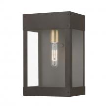  20872-07 - 1 Light Bronze with Antique Brass Candle Outdoor Wall Lantern