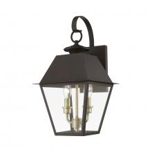  27215-07 - 2 Light Bronze with Antique Brass Finish Cluster Outdoor Medium Wall Lantern