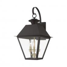  27218-07 - 3 Light Bronze with Antique Brass Finish Cluster Outdoor Large Wall Lantern