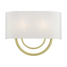  42893-33 - 2 Light Soft Gold Large ADA Sconce with Hand Crafted Off-White Fabric Shade