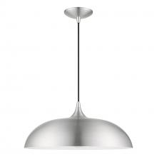 Livex Lighting 49233-66 - 1 Light Brushed Aluminum with Polished Chrome Accents Pendant