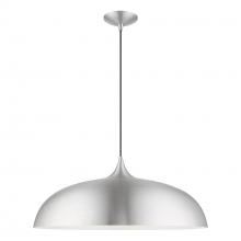 Livex Lighting 49234-66 - 3 Light Brushed Aluminum with Polished Chrome Accents Large Pendant