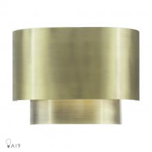  50299-01 - 1 Light Antique Brass ADA Sconce with Antique Brass Metal Shade with Shiny White Inside