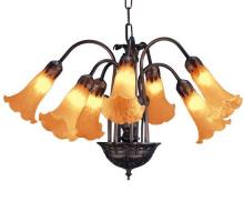  11601 - 24" Wide Amber Tiffany Pond Lily 7 LT Chandelier