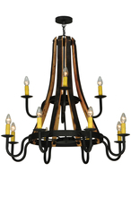  136568 - 44"W Barrel Stave Madera 12 LT Two Tier Chandelier