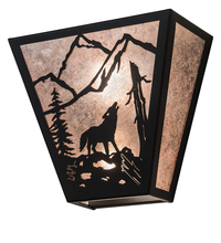  196969 - 13" Wide Wolf on the Loose Wall Sconce