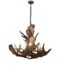  200438 - 33" Wide Antlers Moose 10 Light Chandelier