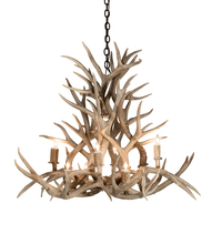  200465 - 38" Wide Antlers Mule Deer 8 Light Chandelier