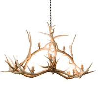  200467 - 66.5" Long Antlers Elk 10 Light Oblong Chandelier