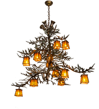  202174 - 52" Wide Pine Branch Valley View 12 Light Chandelier