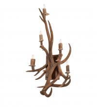  247860 - 21" Wide Antlers Elk & Mule Deer 5 Light Wall Sconce