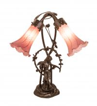  38267 - 17" High Lavender Tiffany Pond Lily 2 Light Trellis Girl Accent Lamp