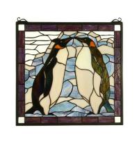  71599 - 19"W X 19.5"H Penguin Stained Glass Window