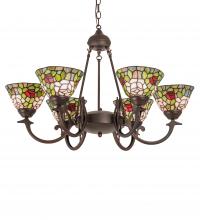  72651 - 32" Wide Tiffany Rosebush 6 Light Chandelier