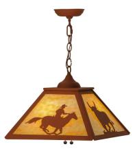  74033 - 16"Sq Cowboy & Steer Pendant