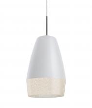  1JC-ABU12WH-LED-SN - Besa, Abu 12 Cord Pendant, White/Glitter, Satin Nickel Finish, 1x9W LED