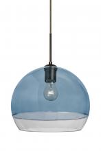  1JC-ALLY12BL-BR - Besa, Ally 12 Cord Pendant, Coral Blue/Clear, Bronze Finish, 1x60W Medium Base