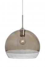  1JC-ALLY12SM-SN - Besa, Ally 12 Cord Pendant, Smoke/Clear, Satin Nickel Finish, 1x60W Medium Base