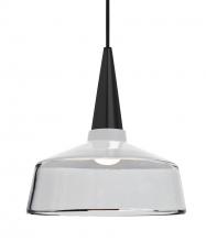  1JC-BARON10WH-LED-BK - Besa, Baron 10 Cord Pendant, White/Clear, Black Finish, 1x9W LED