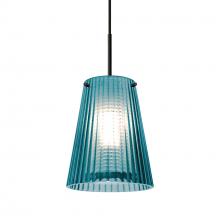 Besa Lighting 1JC-DIONBL-LED-BK - Besa Dion Pendant, Blue Shade, Black Finish, 1x9W LED