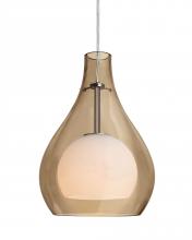  1JC-ELLE11CG-LED-SN - Besa, Elle 11 Cord Pendant, Cognac, Satin Nickel Finish, 1x9W LED