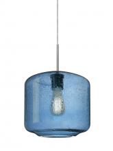  1JC-NILES10BL-EDIL-SN - Besa Niles 10 Pendant, Blue Bubble, Satin Nickel Finish, 1x4W LED Filament