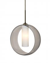  1JC-PLATOSM-BR - Besa, Plato Cord Pendant, Smoke/Opal, Bronze Finish, 1x60W Medium Base