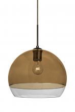  1JT-ALLY12AM-BR - Besa, Ally 12 Cord Pendant, Amber/Clear, Bronze Finish, 1x60W Medium Base