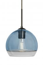  1JT-ALLY8BL-EDIL-BR - Besa, Ally 8 Cord Pendant, Coral Blue/Clear, Bronze Finish, 1x5W LED Filament