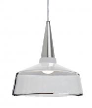  1JT-BARON10WH-LED-SN - Besa, Baron 10 Cord Pendant, White/Clear, Satin Nickel Finish, 1x9W LED