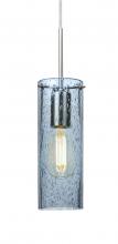  1JT-JUNI10BL-EDIL-SN - Besa, Juni 10 Cord Pendant, Blue Bubble, Satin Nickel, 1x4W LED Filament