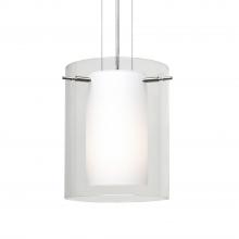  1KG-C00607-SN-L - Besa Pendant Pahu 8 Satin Nickel Clear/Opal 1x100W Medium Base, 15Ft. Option