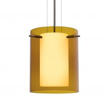  1KG-G00607-BR-L - Besa Pendant Pahu 8 Bronze Transparent Armagnac/Opal 1x100W Medium Base, 15Ft. Option