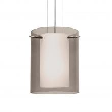  1KG-S00607-SN-L - Besa Pendant Pahu 8 Satin Nickel Transparent Smoke/Opal 1x100W Medium Base, 15Ft. Opt