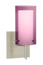  1SW-A44007-LED-SN-SQ - Besa Pahu 4 Wall With SQ Canopy 1SW Transparent Amethyst/Opal Satin Nickel 1x5W LED