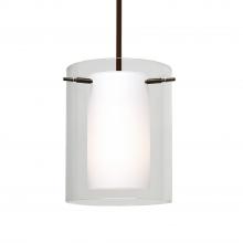  1TT-C00607-BR-L - Besa Stem Pendant Pahu 8 Bronze Clear/Opal 1x100W Medium Base, 15Ft. Cord