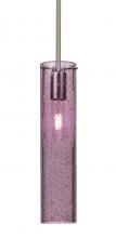  1TT-JUNI16PL-SN - Besa, Juni 16 Stem Pendant, Plum Bubble, Satin Nickel, 1x60W Medium Base