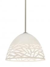  1TT-KIEVWH-LED-SN - Besa Kiev Stem Pendant, White, Satin Nickel Finish, 1x9W LED