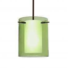  1TT-L00607-BR-L - Besa Stem Pendant Pahu 8 Bronze Transparent Olive/Opal 1x100W Medium Base, 15Ft. Cord