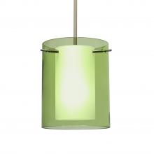  1TT-L00607-SN-L - Besa Stem Pendant Pahu 8 Satin Nickel Transparent Olive/Opal 1x100W Medium Base, 15Ft