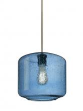  1TT-NILES10BL-EDIL-SN - Besa Niles 10 Pendant, Blue Bubble, Satin Nickel Finish, 1x4W LED Filament