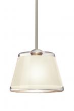  1TT-PIC9WH-SN - Besa Stem Pendant Pica 9 Satin Nickel White Sand 1x75W Medium Base