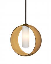  1TT-PLATOAM-LED-BR-L - Besa, Plato Stem Pendant, Amber/Opal, Bronze Finish, 1x5W LED, 15Ft. Cord