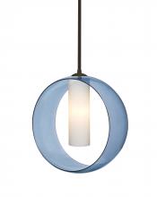  1TT-PLATOBL-LED-BR-L - Besa, Plato Stem Pendant, Blue/Opal, Bronze Finish, 1x5W LED, 15Ft. Cord