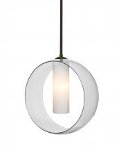  1TT-PLATOCL-LED-BR-L - Besa, Plato Stem Pendant, Clear/Opal, Bronze Finish, 1x5W LED, 15Ft. Cord