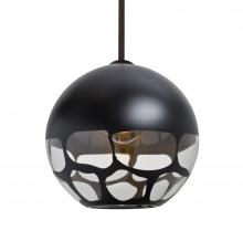  1TT-ROCKYBK-BR-L - Besa, Rocky Stem Pendant, Black, Bronze Finish, 1x60W Medium Base, 15Ft. Cord