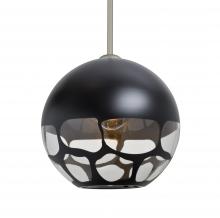  1TT-ROCKYBK-SN-L - Besa, Rocky Stem Pendant, Black, Satin Nickel Finish, 1x60W Medium Base, 15Ft. Cord