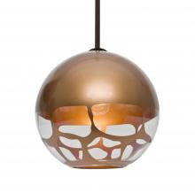  1TT-ROCKYCP-BR-L - Besa, Rocky Stem Pendant, Copper, Bronze Finish, 1x60W Medium Base, 15Ft. Cord