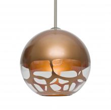  1TT-ROCKYCP-SN-L - Besa, Rocky Stem Pendant, Copper, Satin Nickel Finish, 1x60W Medium Base, 15Ft. Cord